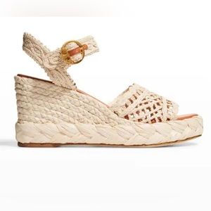 Tory Burch Raffia Wedge Ankle Sandals 7